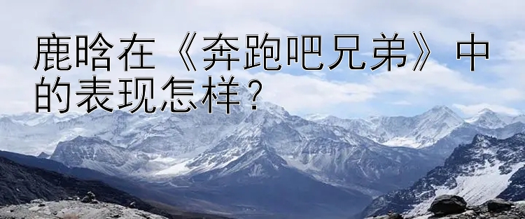 鹿晗在《奔跑吧兄弟》中的表现怎样？