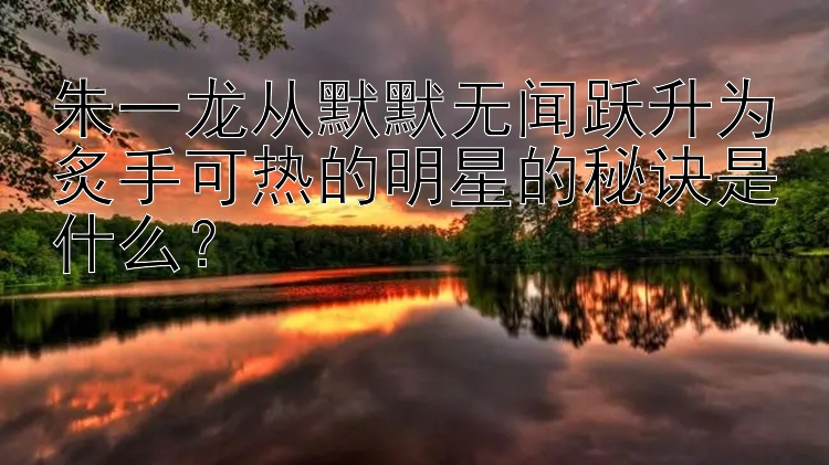 朱一龙从默默无闻跃升为炙手可热的明星的秘诀是什么？