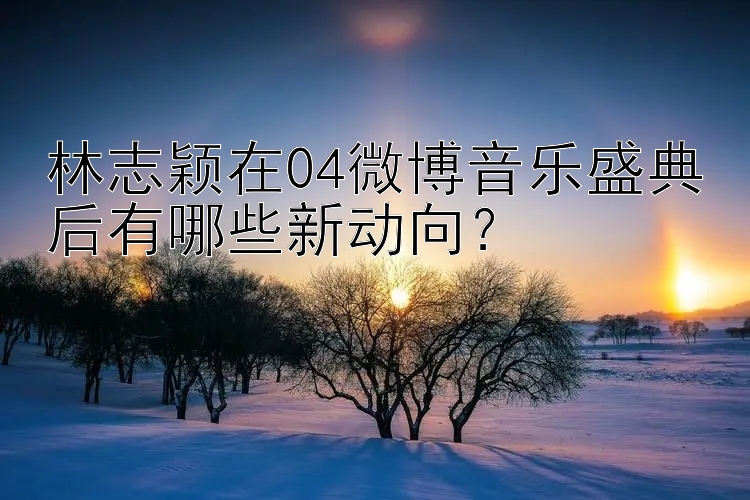 林志颖在04微博音乐盛典后有哪些新动向？