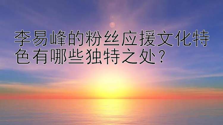 李易峰的粉丝应援文化特色有哪些独特之处？