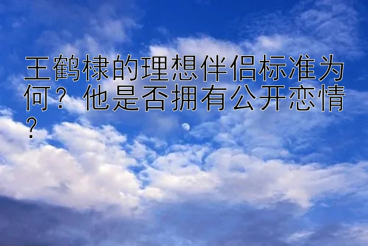 王鹤棣的理想伴侣标准为何？他是否拥有公开恋情？