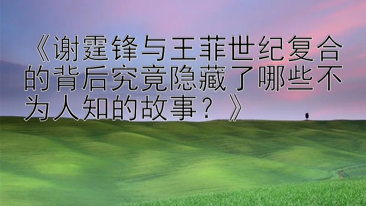 《谢霆锋与王菲世纪复合的背后究竟隐藏了哪些不为人知的故事？》