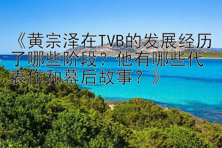 《黄宗泽在TVB的发展经历了哪些阶段？他有哪些代表作和幕后故事？》