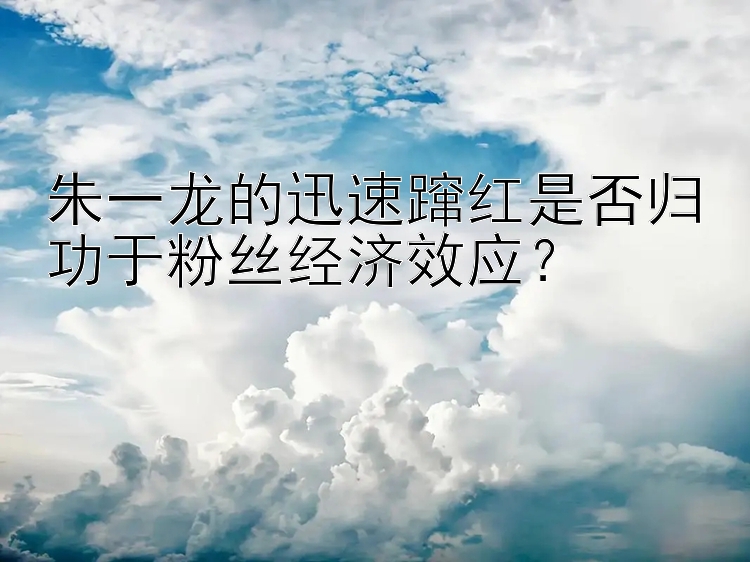 朱一龙的迅速蹿红是否归功于粉丝经济效应？