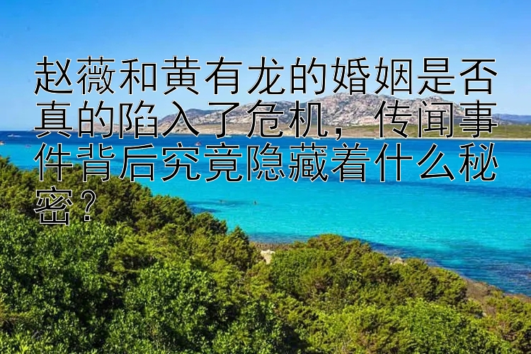 赵薇和黄有龙的婚姻是否真的陷入了危机，传闻事件背后究竟隐藏着什么秘密？