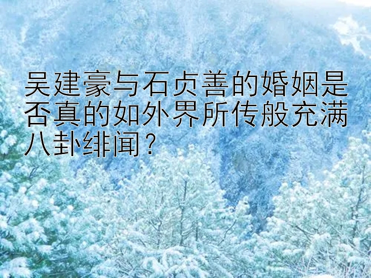 吴建豪与石贞善的婚姻是否真的如外界所传般充满八卦绯闻？