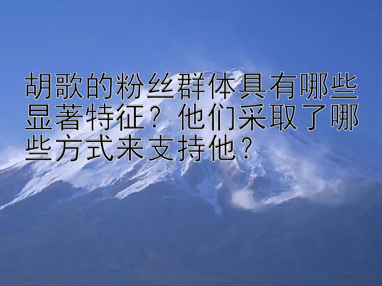 胡歌的粉丝群体具有哪些显著特征？他们采取了哪些方式来支持他？