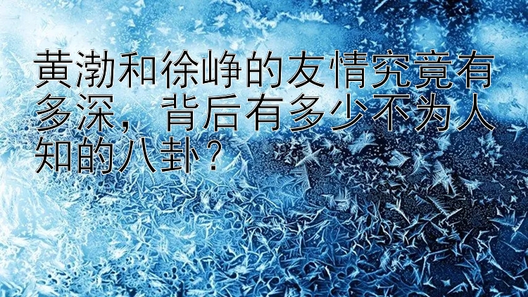 黄渤和徐峥的友情究竟有多深背后有多少不为人知的八卦？